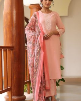 Pink cotton Yoke Design Gotta Patti Suit Set