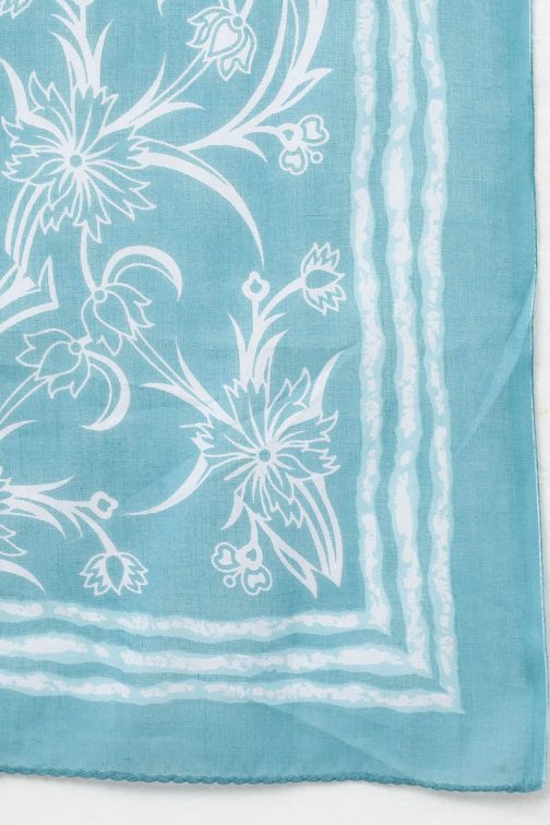 Blue Cotton Blend Kurta Trousers With Dupatta - Image 4