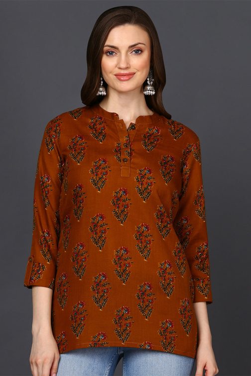 Comfortable Yellow Ethnic Motifs Cotton Blend Tunic - Image 4