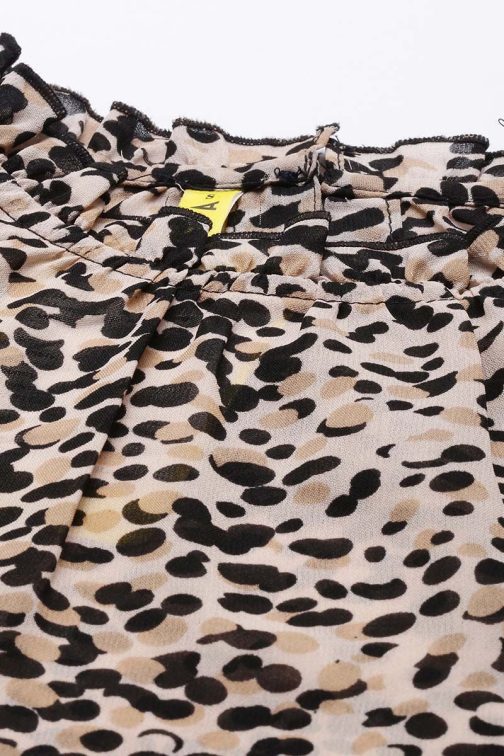Beige Georgette Abstract Printed Regular Top - Image 4