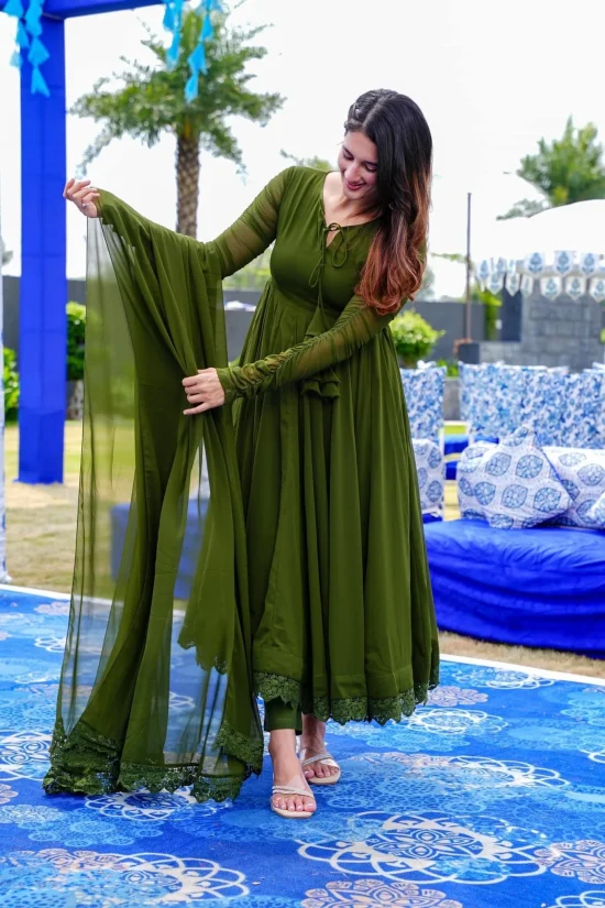 Green Georgette Traditional Suit