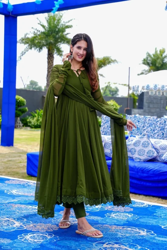 Green Georgette Traditional Suit