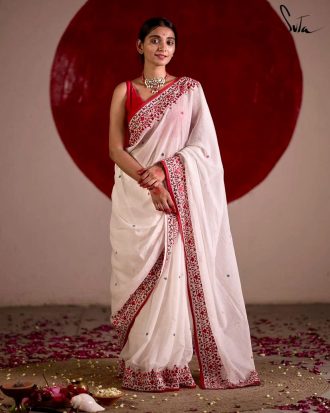 White Handwoven Saree