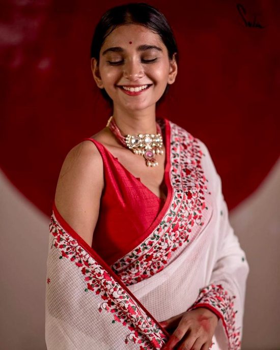 White Handwoven Saree