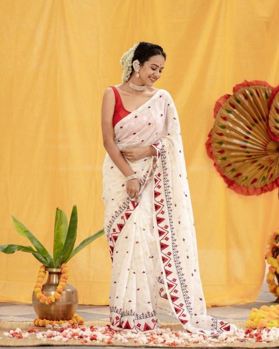 White Cotton Saree