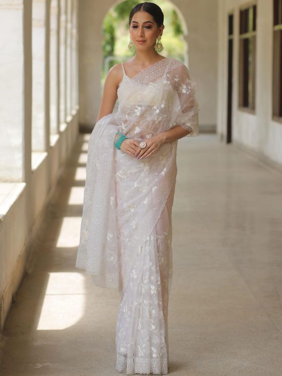 White Organza Saree