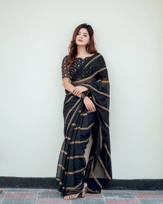 Black Georgette Saree