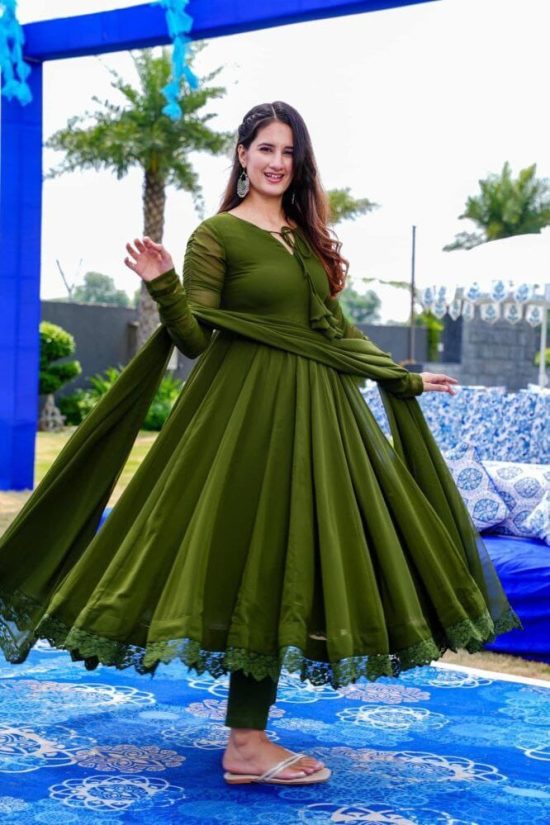 Green Georgette Traditional Suit