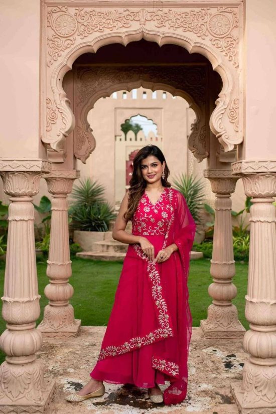 Pink Georgette Anarkali Dress