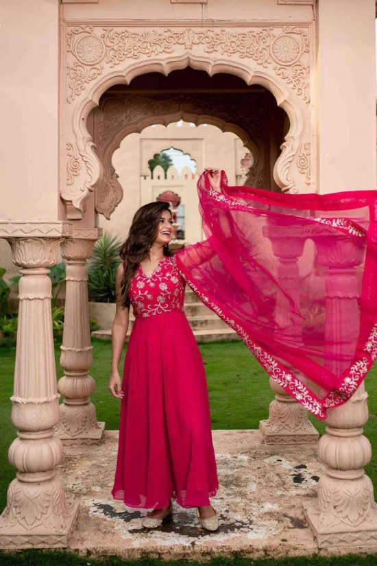 Pink Georgette Anarkali Dress