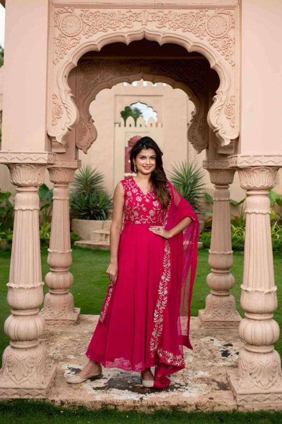 Pink Georgette Anarkali Dress