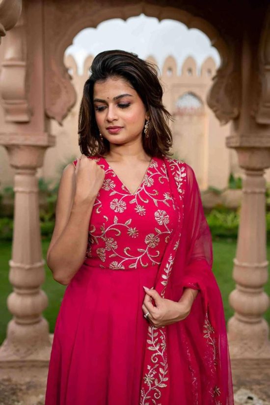 Pink Georgette Anarkali Dress