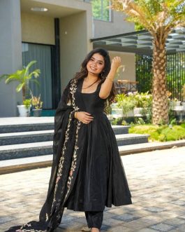 Black Floral Embroidered Suit