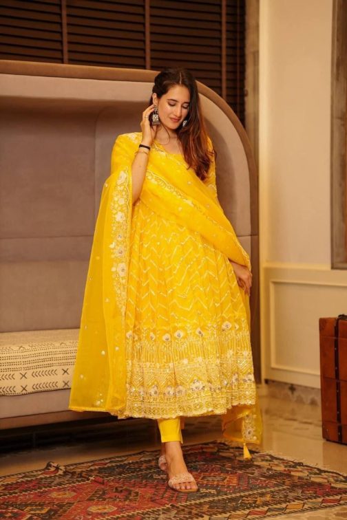 Yellow Embroidered Anarkali Suit