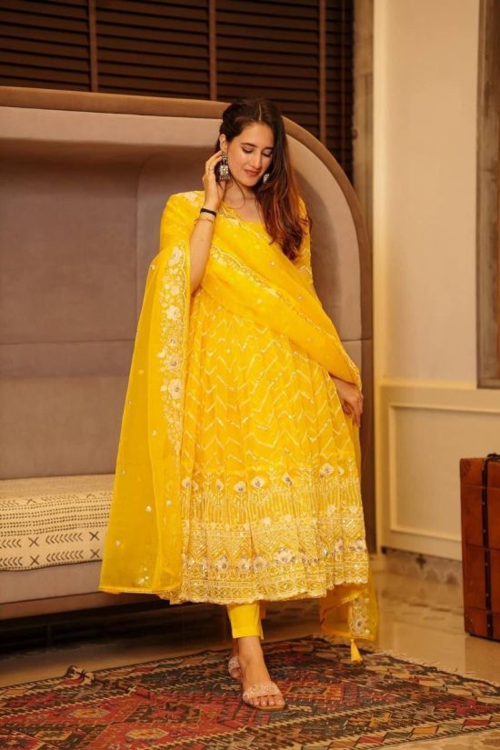 Yellow Embroidered Anarkali Suit