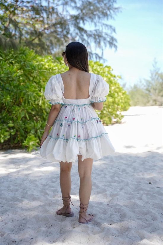 White Tiered Mini Dress