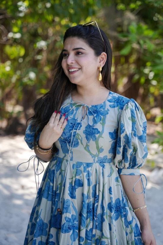 Floral Blue Midi Dress