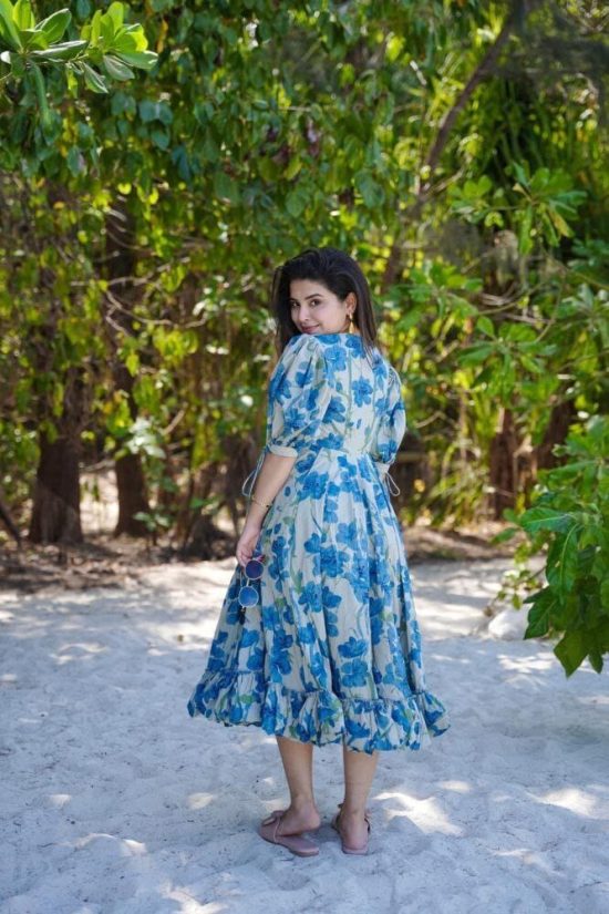 Floral Blue Midi Dress