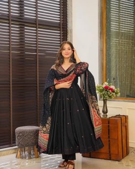 Black Embroidered Anarkali Suit