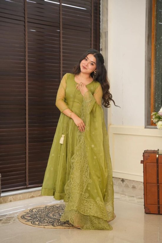 Organza Green Suit Set