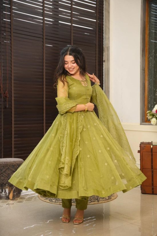 Organza Green Suit Set