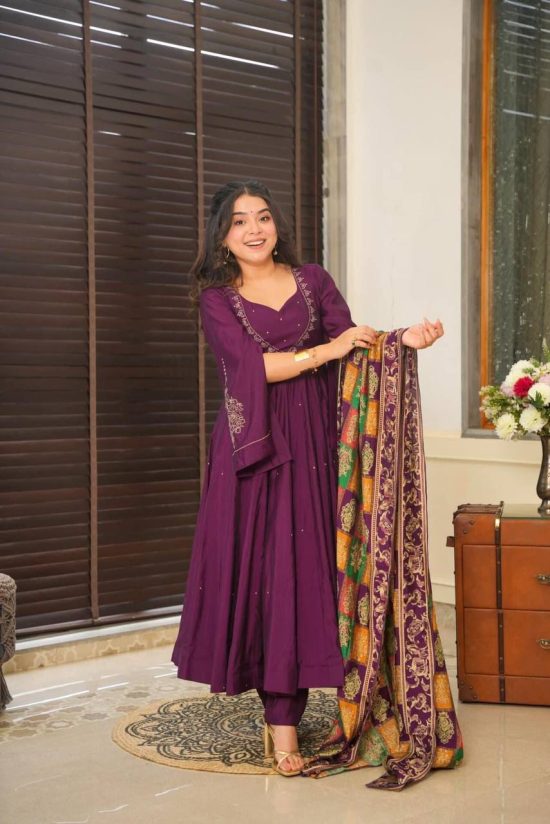 Purple Anarkali Suit