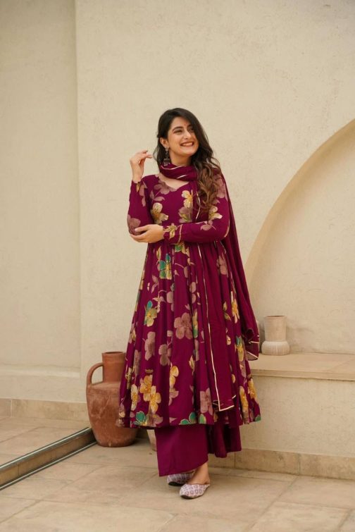 Floral Print Anarkali Suit