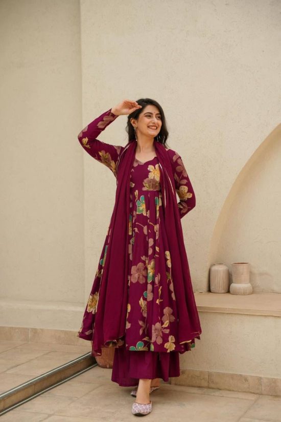 Floral Print Anarkali Suit