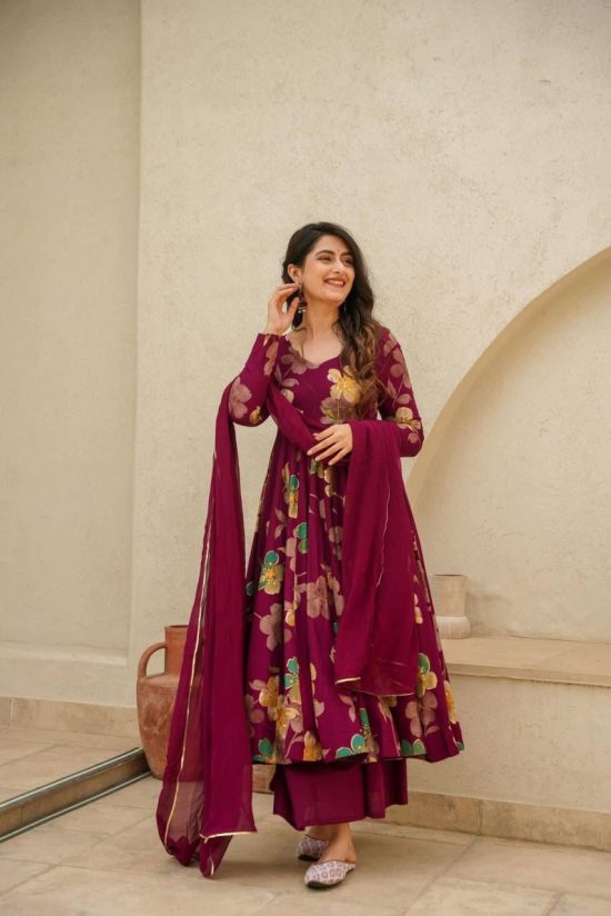 Floral Print Anarkali Suit