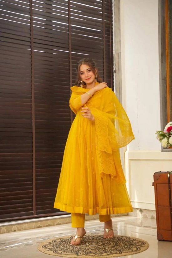 Yellow Organza Suit Set