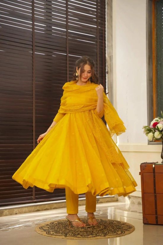 Yellow Organza Suit Set