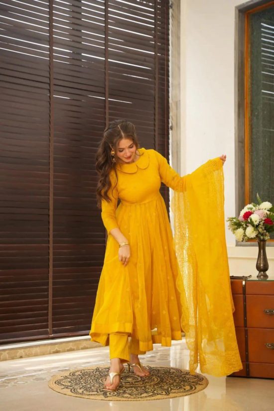 Yellow Organza Suit Set