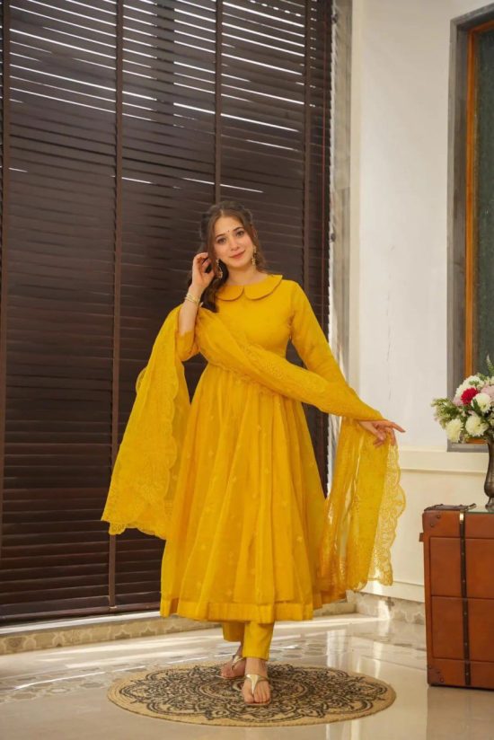 Yellow Organza Suit Set