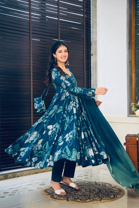 Floral Printed Anarkali Gown