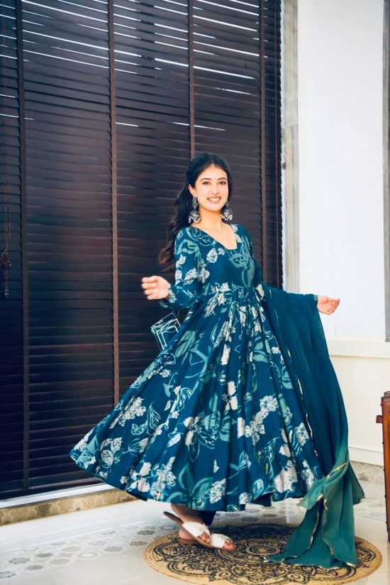 Floral Printed Anarkali Gown