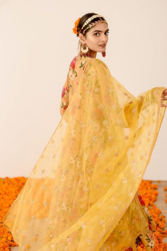 Embroidered Yellow Anarkali Kurta