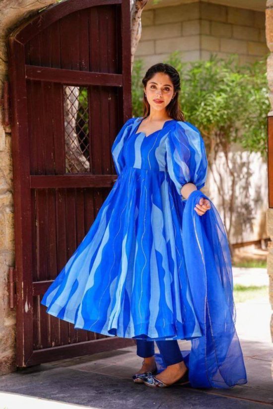 Blue Flared Anarkali Kurta