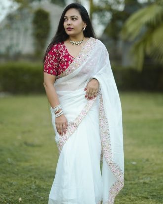 White Organza Saree