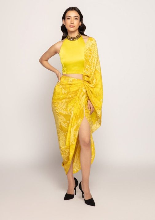 Little Wish - Yellow Bandhani Print Saree and Blouse ? A Traditional and Vibrant Bandhani Saree for a Cultural Touch