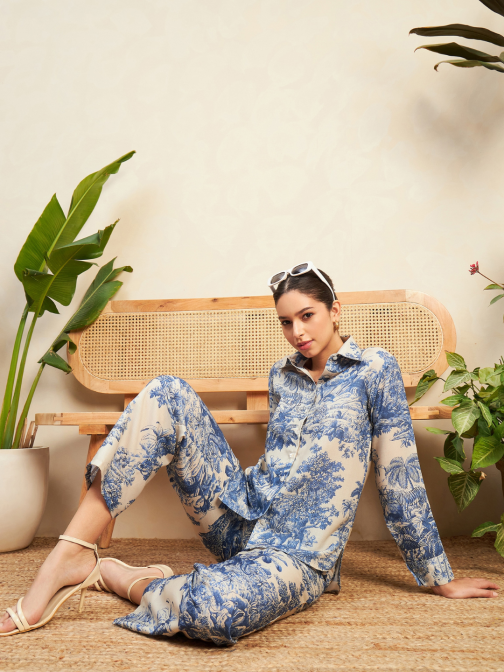 Little Wish - Printed Linen Two-Piece Co-Ord Set ? Breezy & Elegant