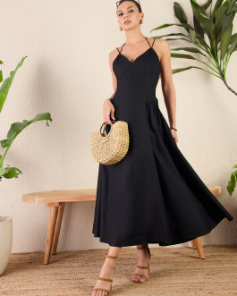 Little Wish - Strappy Cotton Poplin Corset Midi Dress ? Feminine & Structured