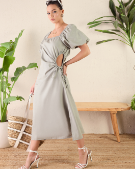 Little Wish - Cotton Poplin Side Cut-Out Midi Dress ? Statement & Stylish
