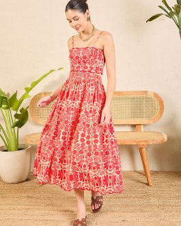 Little Wish - Scalloped Fit & Flare Cotton Midi Dress ? Casual & Chic