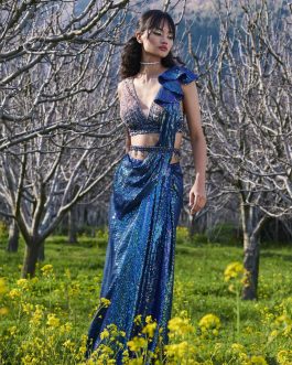 Little Wish - Layla Sequinned Draped Saree with Blouse ? A Glamorous Shimmering Ensemble for Celebrations