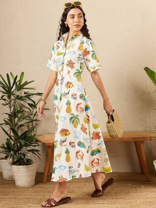 Little Wish - Cotton Fit and Flare Shirt Dress ? Smart & Comfortable Fit