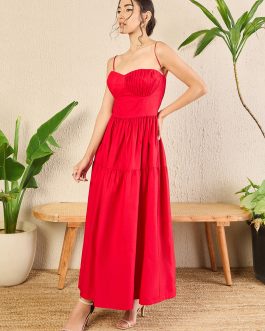Little Wish - Corset-Style Cotton Poplin Midi Dress ? Classic & Feminine