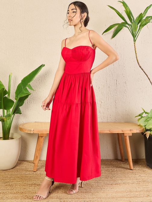 Little Wish - Corset-Style Cotton Poplin Midi Dress ? Classic & Feminine