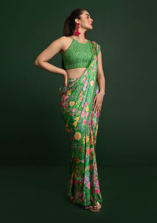 Little Wish - Pink Lara Pleated Saree and Blouse ? A Soft and Feminine Look with Delicate Pleats