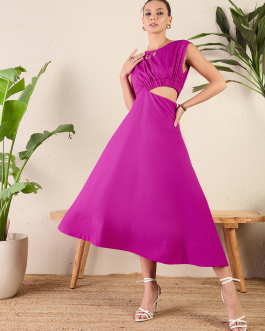 Little Wish - Side Cut-Out Cotton Poplin Midi Dress ? Feminine & Modern