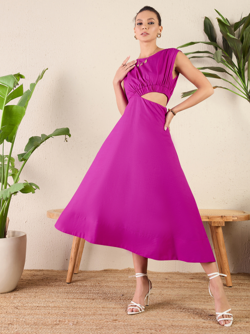 Little Wish - Side Cut-Out Cotton Poplin Midi Dress ? Feminine & Modern